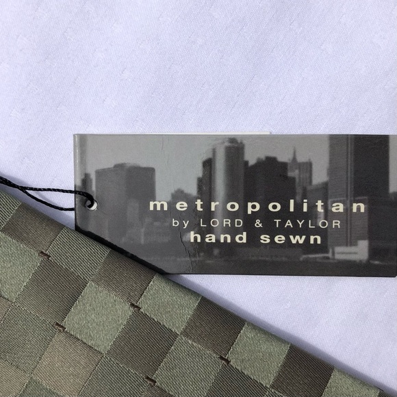 Lord & Taylor Metropolitan Men’s Tie Sage Green Pattern with Gift Box - Picture 5 of 6